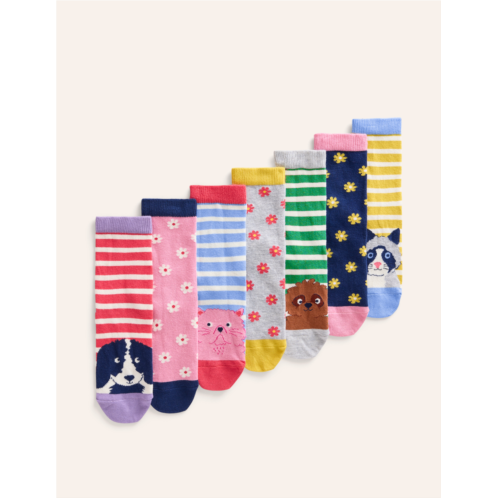 Boden Socks 7 Pack - Floral Pets