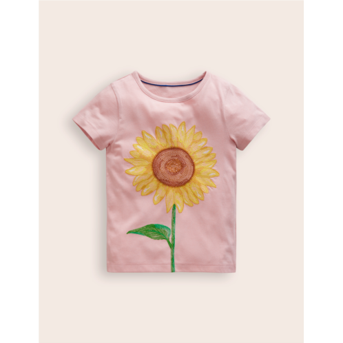 Boden Superstitch Logo T-Shirt - Ballet Pink Sunflower