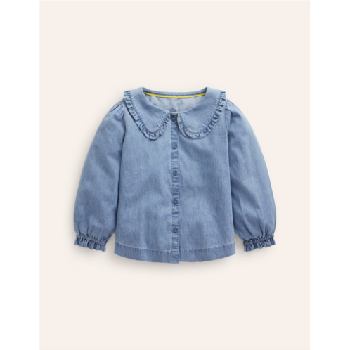 Boden Frilly Collared Blouse - Chambray