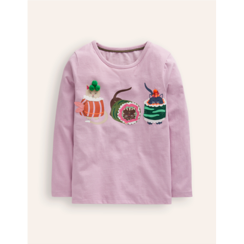 Boden Printed Graphic T-Shirt - Chalk Pink Sushi Cats