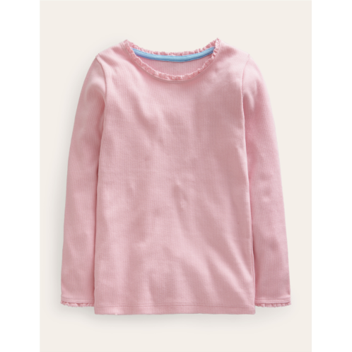 Boden Ribbed Long Sleeve T-Shirt - French Pink