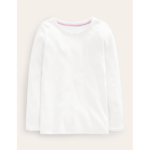 Boden Ribbed Long Sleeve T-Shirt - White