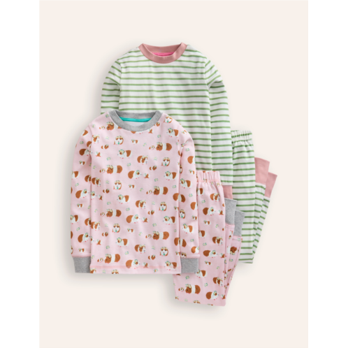 Boden Twin Pack Snug Pyjamas - Ballet Pink Guinea Pigs