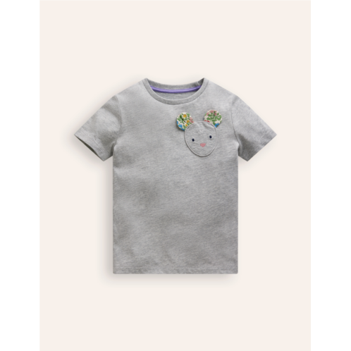 Boden Applique Motif T-shirt - Grey Marl