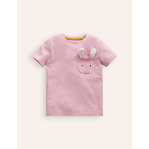 Boden Applique Motif T-shirt - Pink Marl