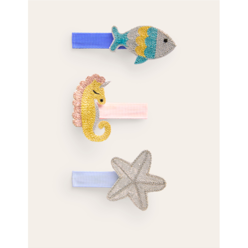 Boden 3 Pack Hair Clips - Sea Animals