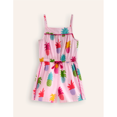 Boden Woven Vacation Romper - Blooming Pink Pineapples