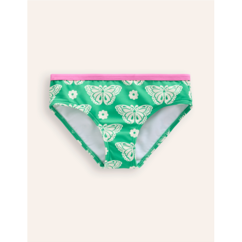 Boden Patterned Bikini Bottoms - Pea Green Butterfly Stamp