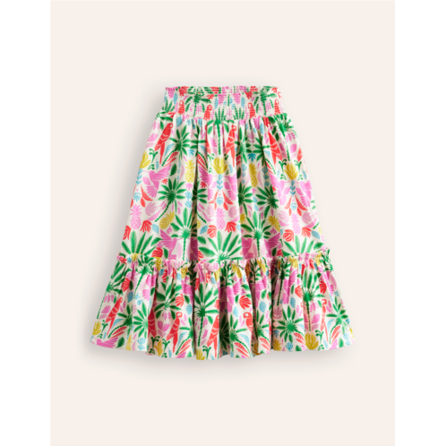Boden Printed Jersey Midi Skirt - Multi Rainbow Palm
