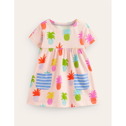 Boden Short Sleeve Printed Tunic - Blooming Pink Pineapples
