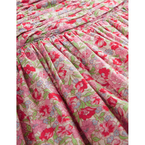 Boden Ruched Cotton Linen Dress - Bubblegum Peony Floral