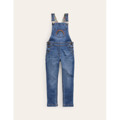 Boden Fun Overalls - Light Vintage Denim Rainbow