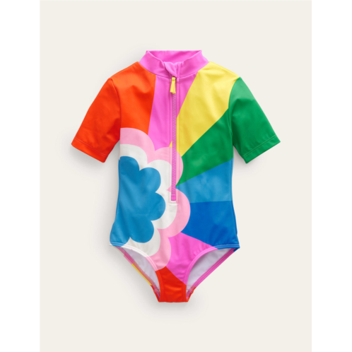 Boden Short-sleeved Swimsuit - Multi Daisy Cloud