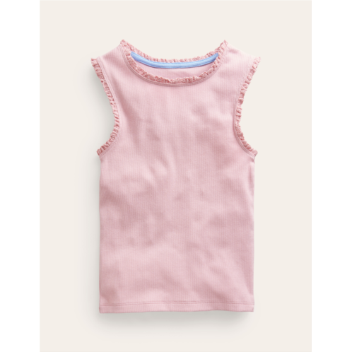 Boden Ribbed Lace Trim Vest - French Pink