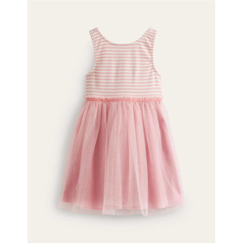 Boden Jersey Tulle Mix Dress - Ballet Pink / Ivory Stripe