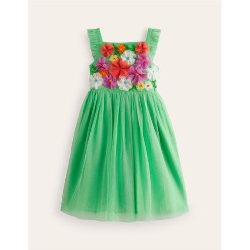 Boden Applique Tulle Dress - Pea Green Flowers