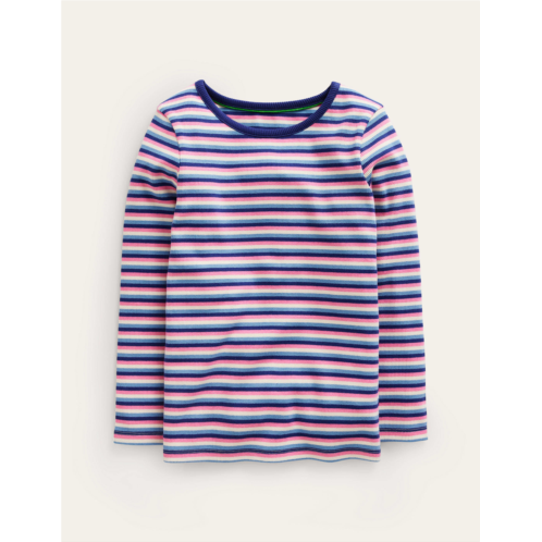 Boden Ribbed Stripe T-Shirt - Blue/Pink