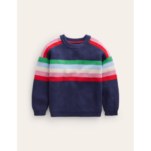 Boden Stripe Knitted Sweater - Sapphire Blue