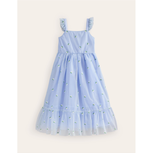 Boden Bow Back Tulle Dress - Skyway Blue
