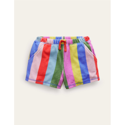 Boden Printed Towelling Shorts - Multi Rainbow Stripe