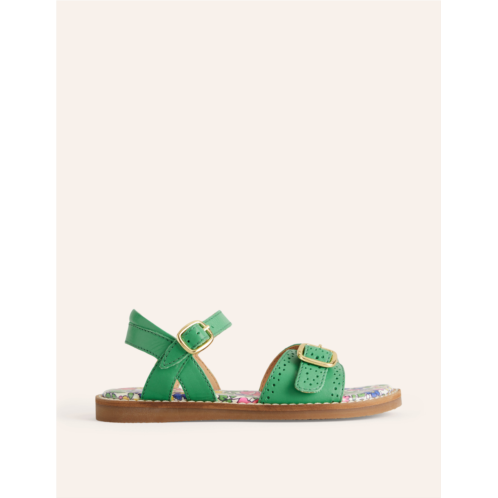 Boden Leather Buckle Sandals - Green