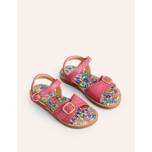 Boden Leather Buckle Sandals - Pink