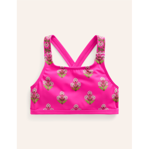 Boden Cross Back Bikini top - Pink Small Woodblock