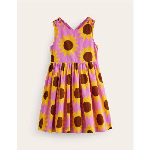Boden Cross-Back Dress - Pink Sunflower Geo