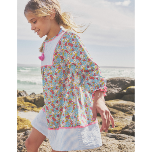 Boden Long-sleeve Printed Kaftan - Festival Pink Nautical Floral