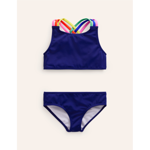 Boden Rainbow Cross-Back Bikini - College Navy