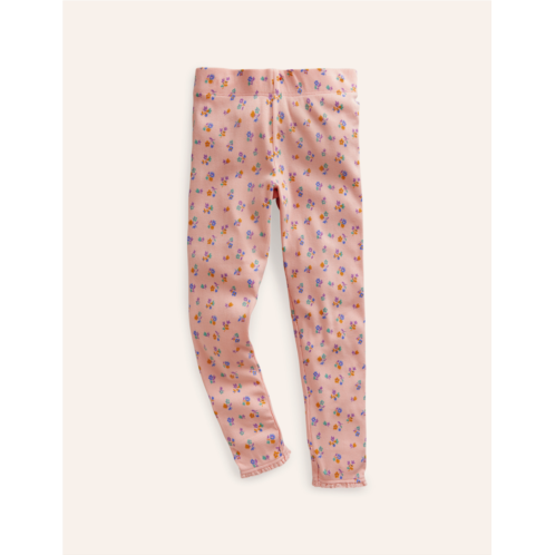 Boden Lace Trim Rib Leggings - Provence Dusty Pink Floral