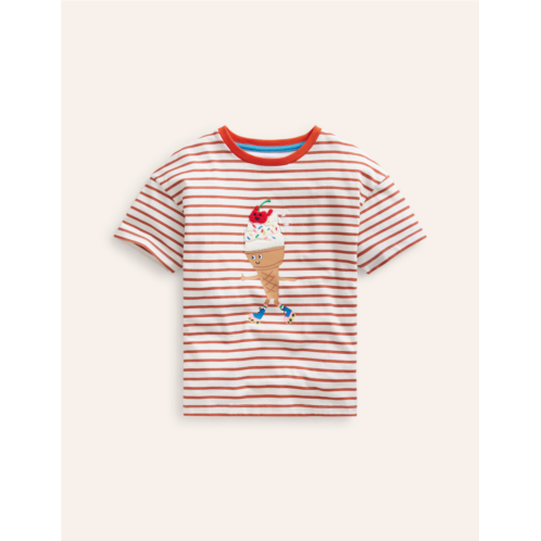 Boden Boucle Relaxed T-shirt - Ivory/ Coral Pink Ice Cream