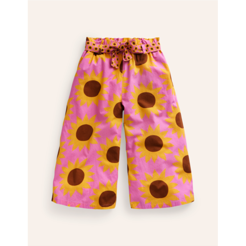 Boden Printed Wide Leg Pants - Pink Sunflower Geo