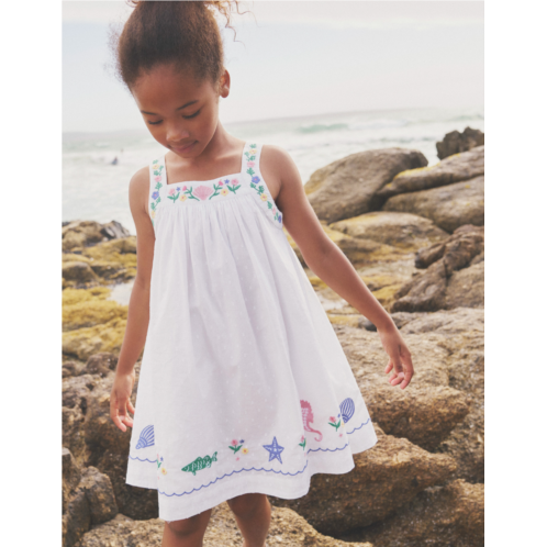 Boden Embroidered Twirly Dress - Ivory Reef