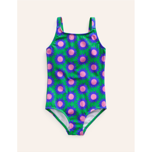 Boden Fun Printed Swimsuit - Runner Bean Sunflower Geo