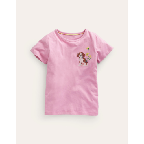 Boden Superstitch Logo T-Shirt - Bubblegum Dog