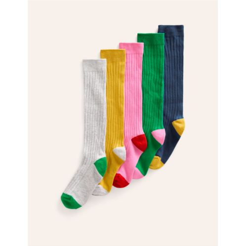 Boden Ribbed Knee High Socks 5 Pack - Rainbow