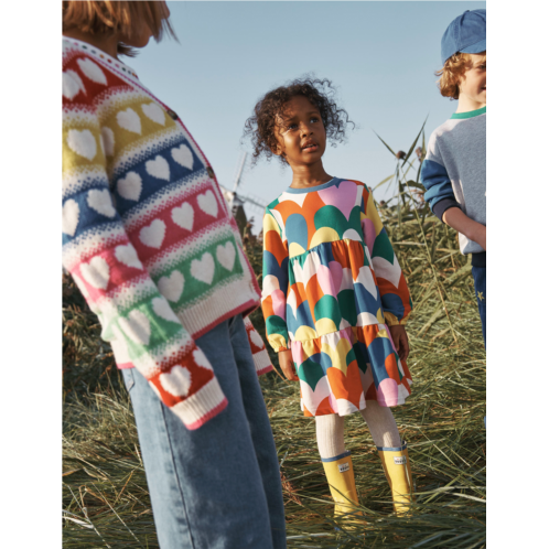 Boden Tiered Sweatshirt Dress - Multi Collage Hearts