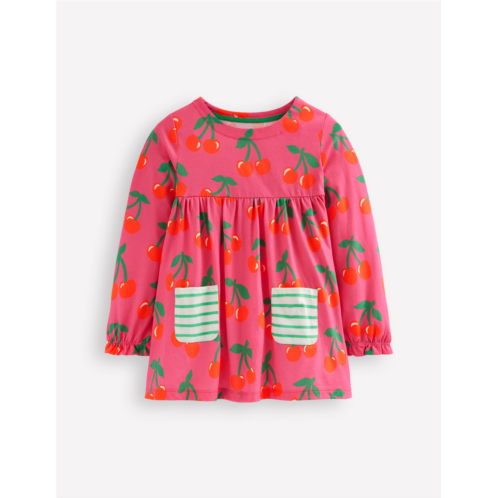 Boden Long Sleeve Printed Tunic - Sorbet Pink Cherries