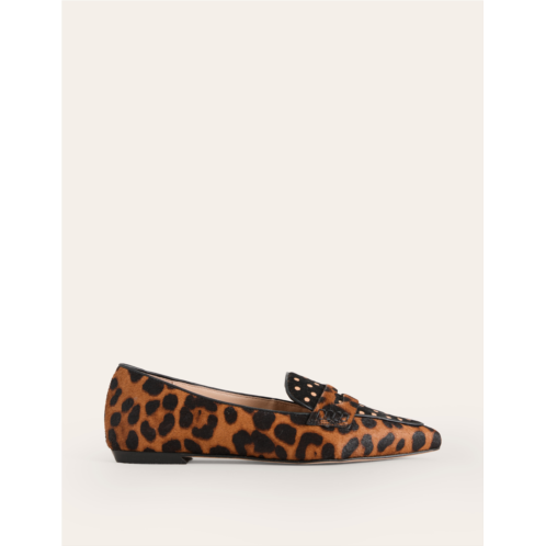 Boden Pointed Loafers - Black and Camel Spot