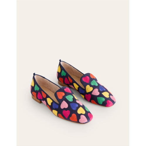 Boden Slipper Cut Loafer - Multi Navy Hearts