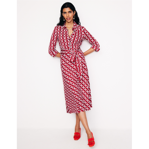 Boden Laura Jersey Midi Shirt Dress - Post Box Red, Chain