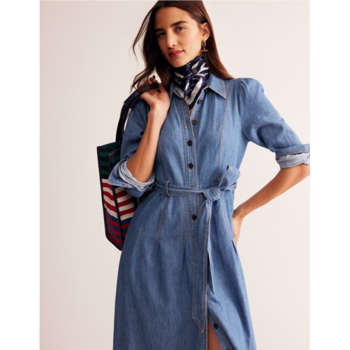 Boden Aubrey Denim Midi Shirt Dress - Light Vintage Denim