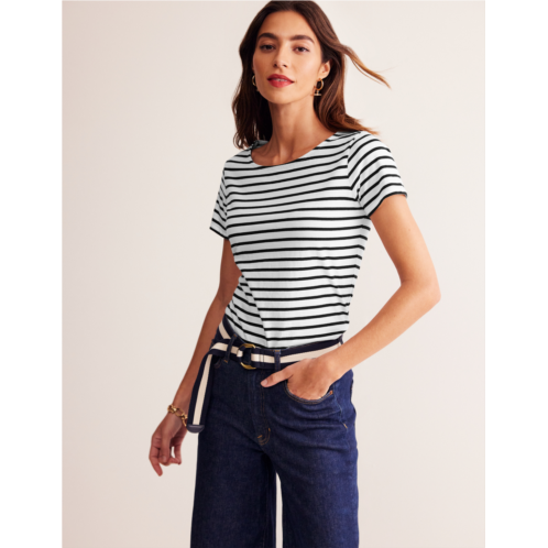 Boden Ella Short Sleeve Breton - Ivory, Black