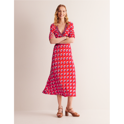 Boden Rebecca Jersey Midi Tea Dress - Mandarin, Passion Geo