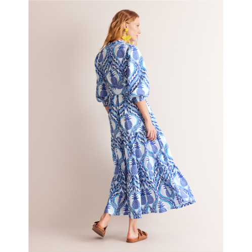 Boden Alba Tiered Cotton Maxi Dress - Surf The Web, Pineapple Wave