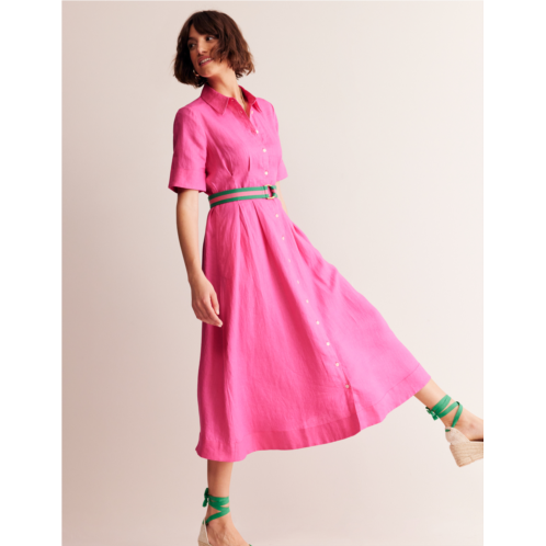 Boden Louise Linen Midi Shirt Dress - Sangria Sunset