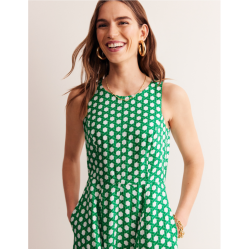 Boden Carla Linen Midi Dress - Green Tambourine, Geo