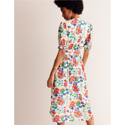 Boden Elsa Midi Tea Dress - Multi, Wildflower Cluster