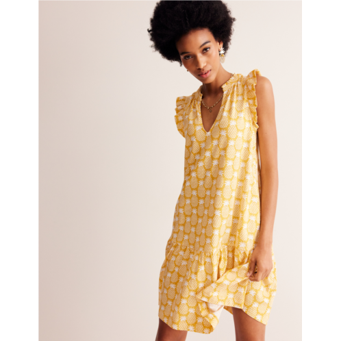 Boden Daisy Jersey Short Tier Dress - Ceylon Yellow, Pineapple Geo